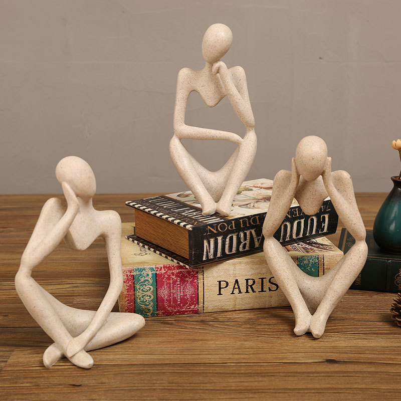 Newton Cradle Large - Sand Color The Thinker Abstract Statues