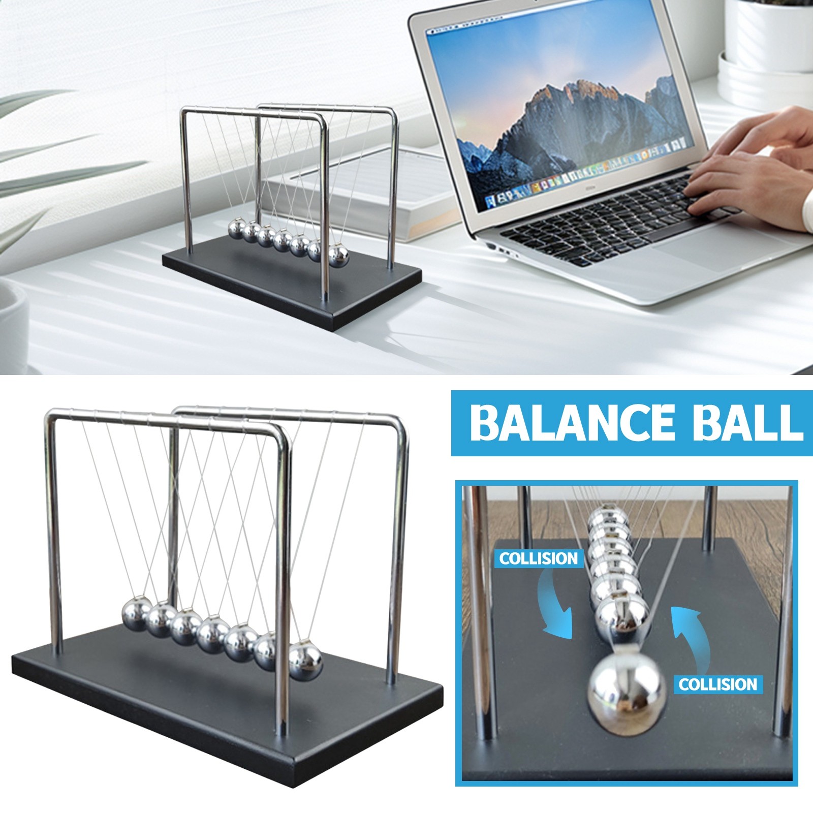 7 Balls Mechanic Curve Newton  - مراجعة Newton Cradle Large وسعره