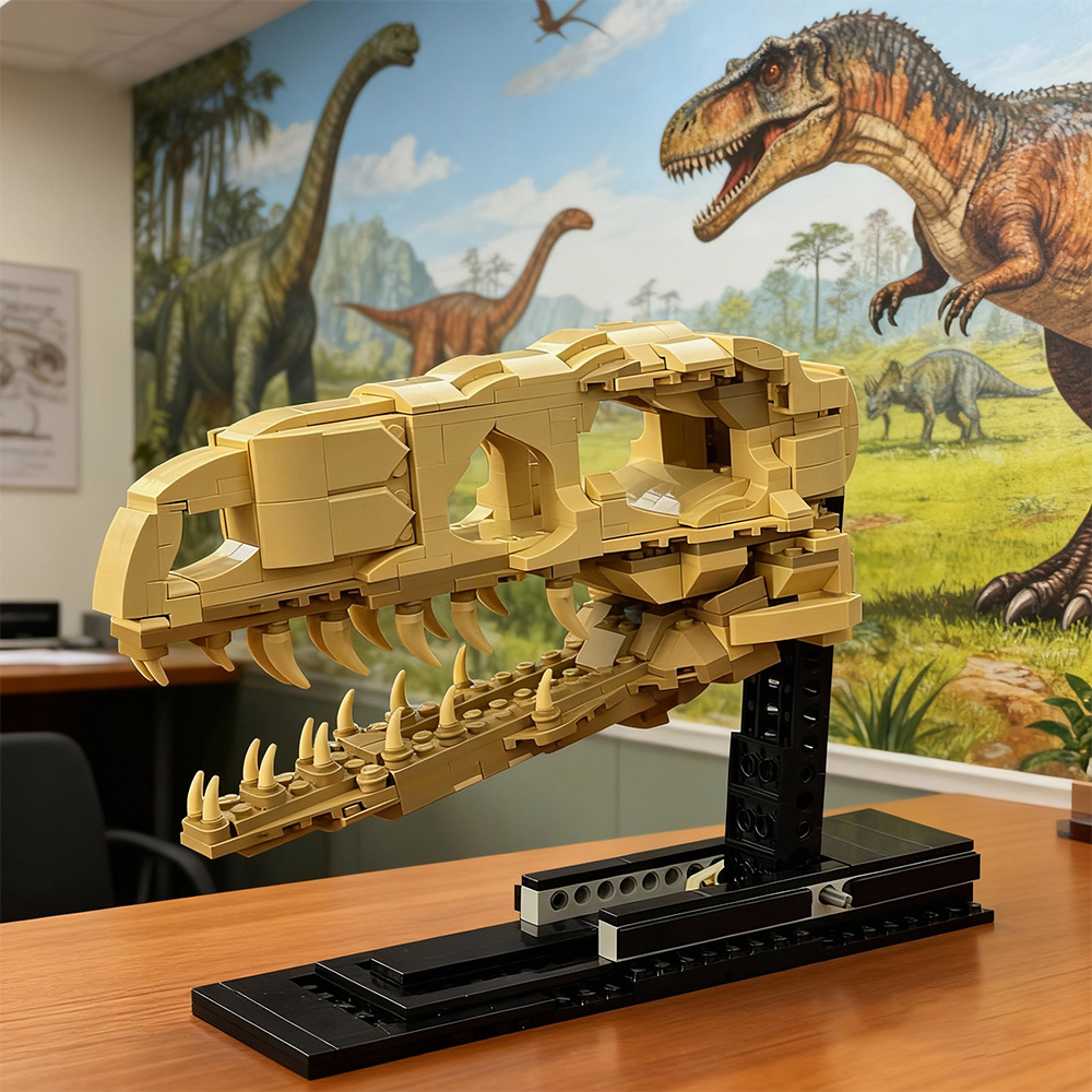 MOC Velociraptor Fossil Skull  - مراجعة Fossil Replica Display وسعره